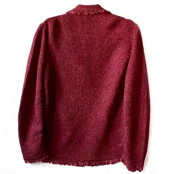 Toffee & Apple Burgundy Textured Knit Jacket Size Large NWT - Picture 8 of 9